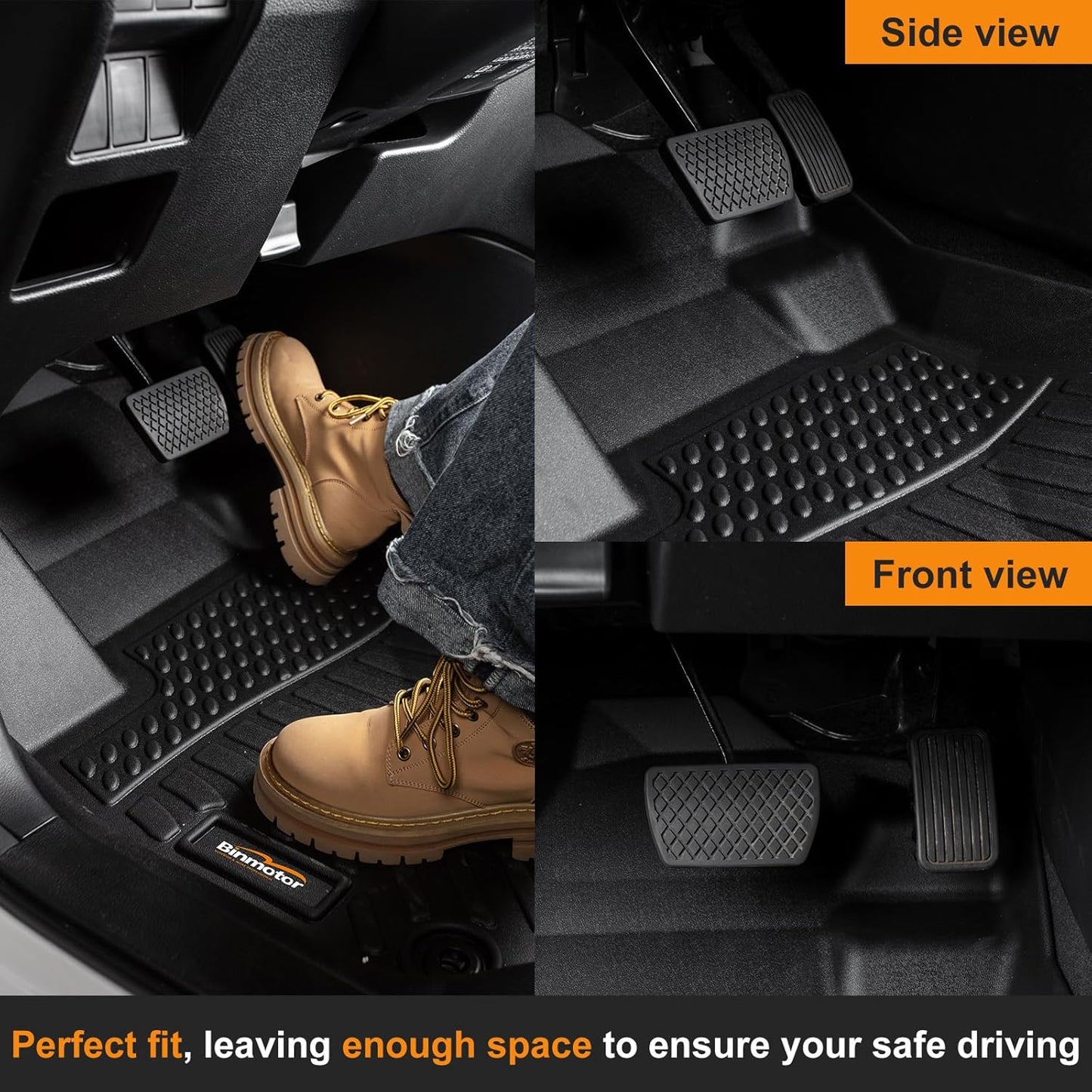 Binmotor-All Weather Car Floor Mats for Chevrolet/Chevy Spark(Not for GT) 2016-2022, Waterproof TPE Rubber Mats Floor Liners for Chevy Spark Trunk Liner Accessories Mat-Black