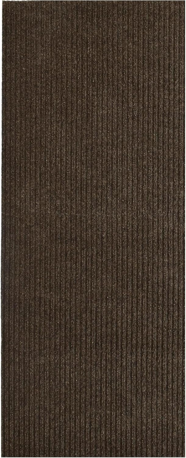 iCustomRug Spartan Weather Warrior Duty Indoor/Outdoor Utility Ribbed in 3ft,4ft,6ft Widths 70 Custom Sizes with Natural Non-Slip Rubber Backing 4'X36' in Brown
