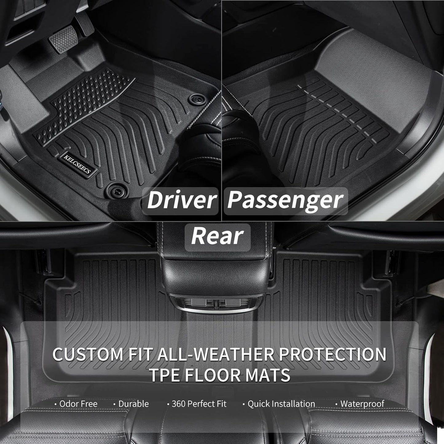 KELCSEECS® Floor Mats & Cargo Liner Custom for Chevrolet/Chevy Trax 2014-2023 & 2013-2023 Buick Encore (Not fit Encore GX) All Weather Protection TPE Floor Liners Full Set Accessories Black