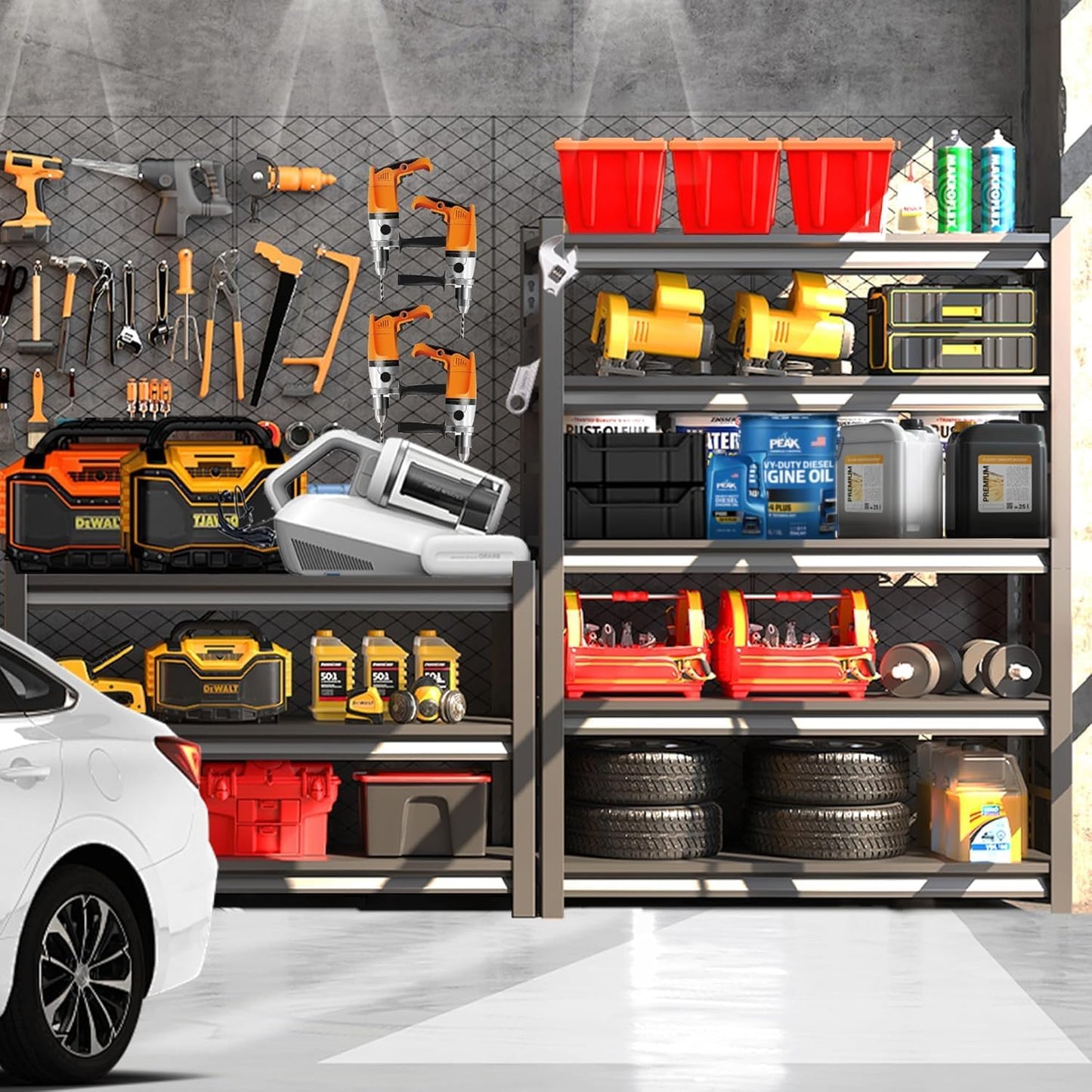 Metal Garage Shelving Unit, Heavy Duty 5-Tier Adjustable Storage Rack, Steel Shelving,2500 lbs Capacity, Industrial Shelves for Heavy Tools and Equipment (5-Tier 63" H x20 W x 14" D)