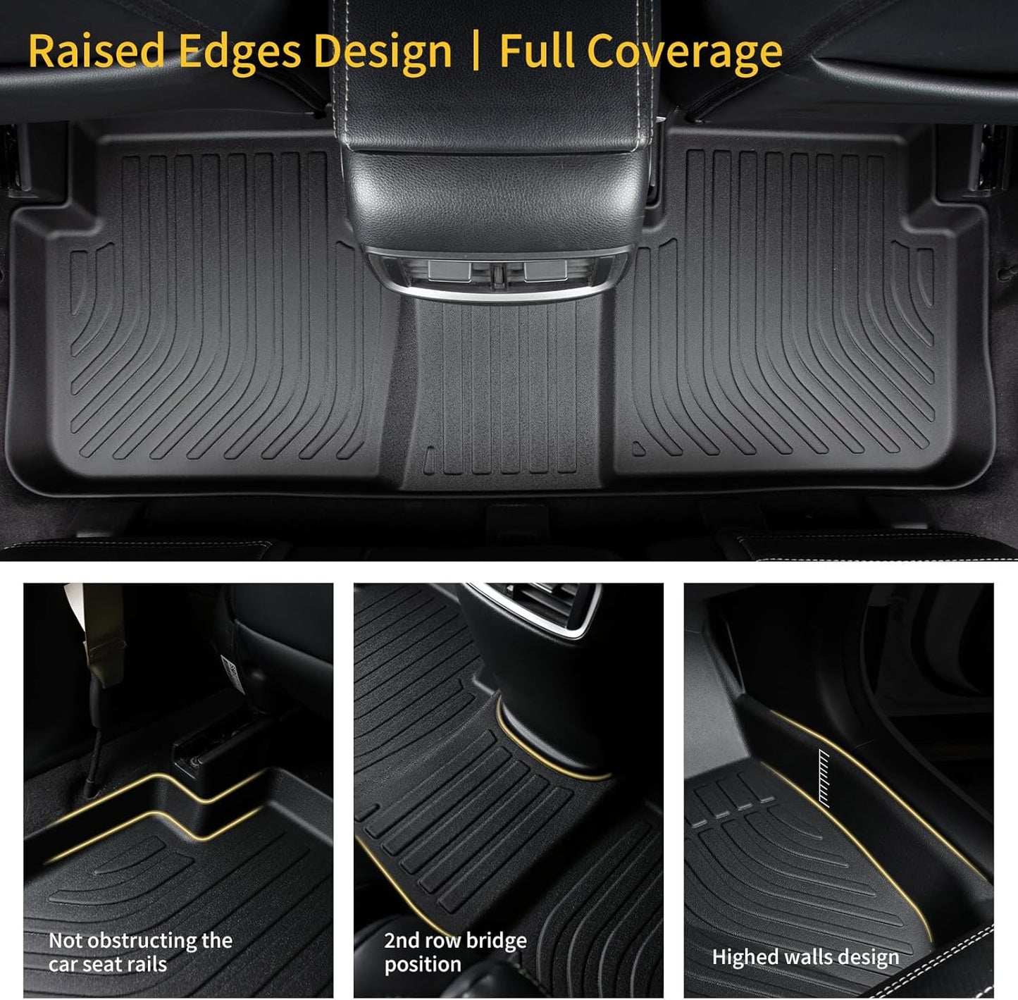 GINOWY- Floor Mats & Cargo Liner for Acura RDX 2016-2018, TPE All Weather Protection Car Mats RDX 2017, Custom for RDX Floor Liners Full Set, Anti-Slip Automotive Trunk Mat Accessories-Black