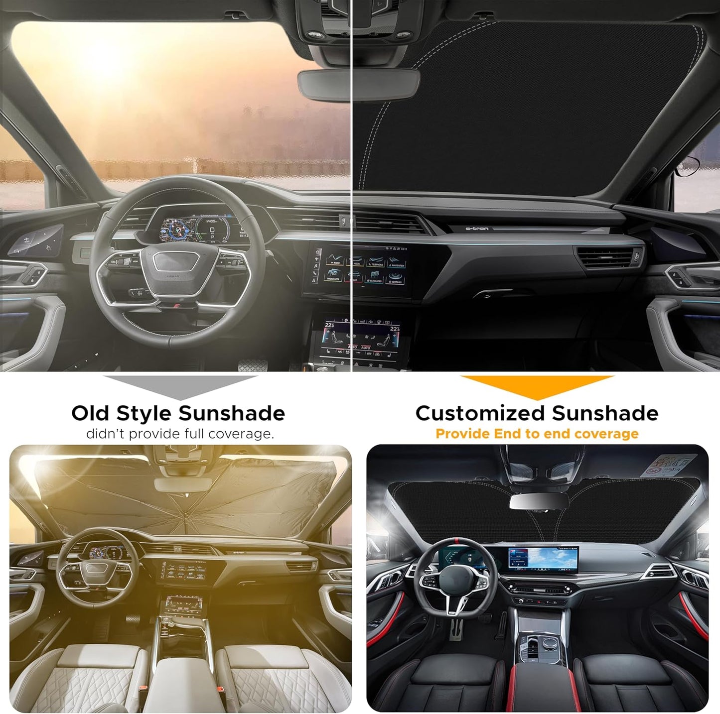 for Rivian R1S 2022-2024 2025 Windshield Sunshade Compatible for -EcoNour 240T Polyester Material Cars Sun Visor Reflector Blocks UV Rays - Foldable Sunshade Interior Protection Rivian Accessories