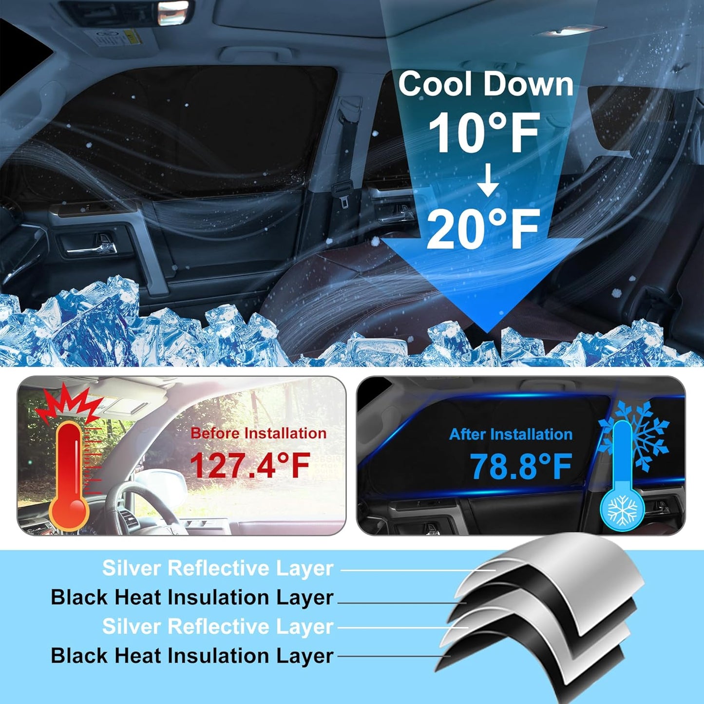 TINGLU 6PCS Window Shades for Nissan Altima 2019-2024 2025 Accessories Car Side Full Windows Cover Camping Rear Triangular Windshield Sun Shade Sun UV Rays Privacy Protection
