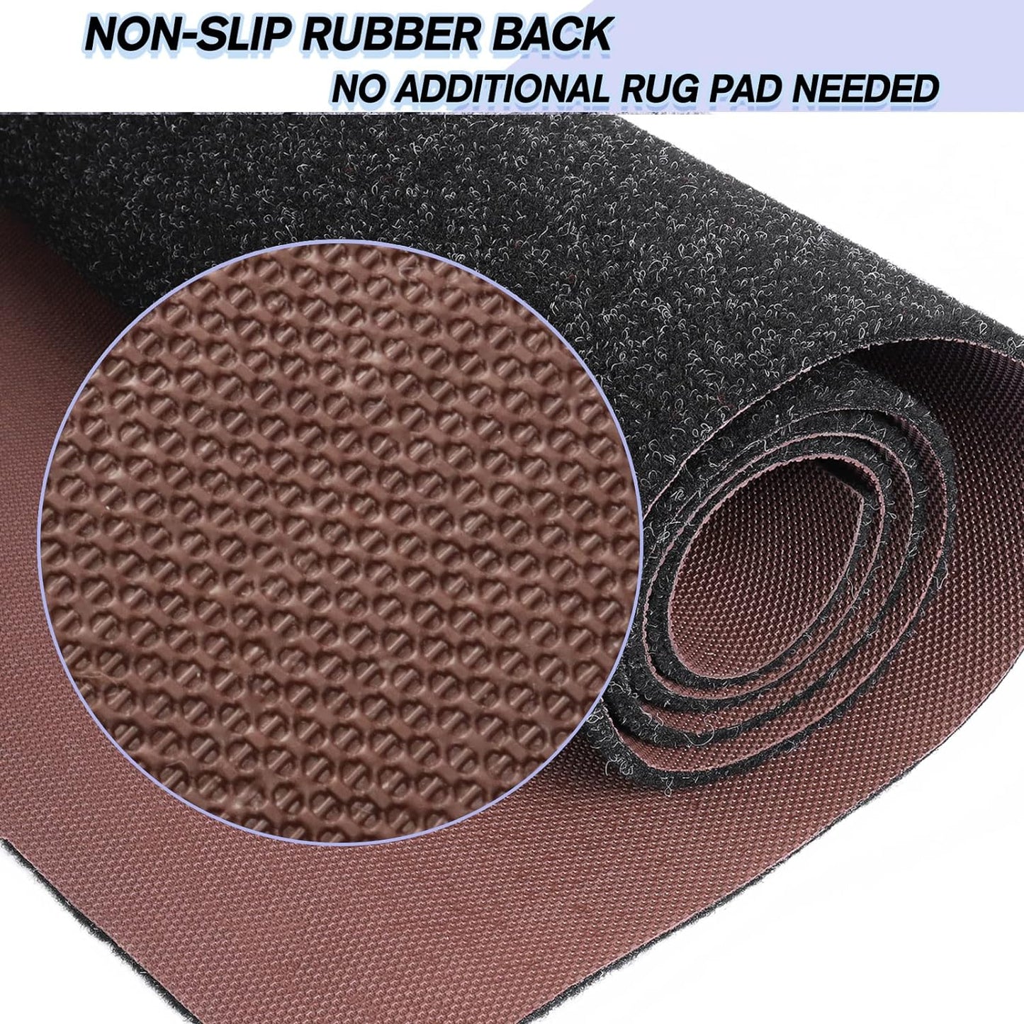 Custom Size Backed Non-Slip Area Rugs Runner, Easy Clean, Waterproof Runner Rugs for Hallway Entryway, Kitchen, Laundry, 2FT x 48FT, Black
