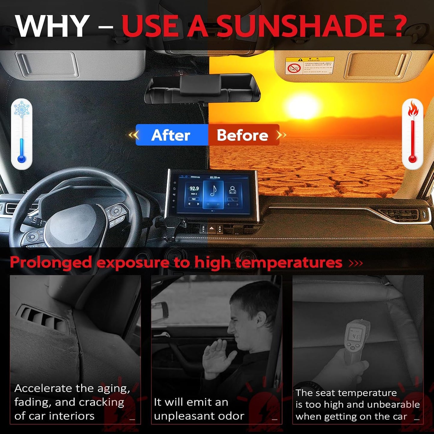 KAYZT Windshield Sun Shade for 2024 2025 2026 Toyota Grand Highlander Foldable Sunshade Front Window Custom Fit Car Accessories