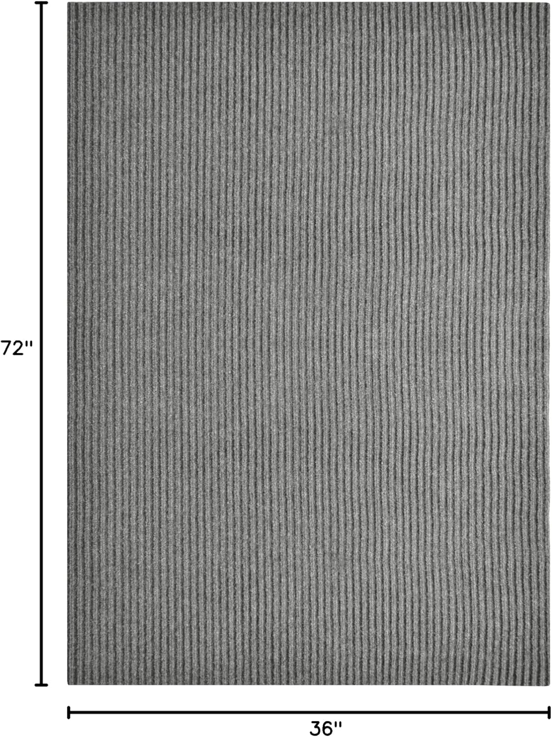 iCustomRug Spartan Weather Warrior Indoor/Outdoor Utility Ribbed Carpet Runner with Non-Slip Thermoplastic Rubber Backing, 3ft X 6ft in Grey