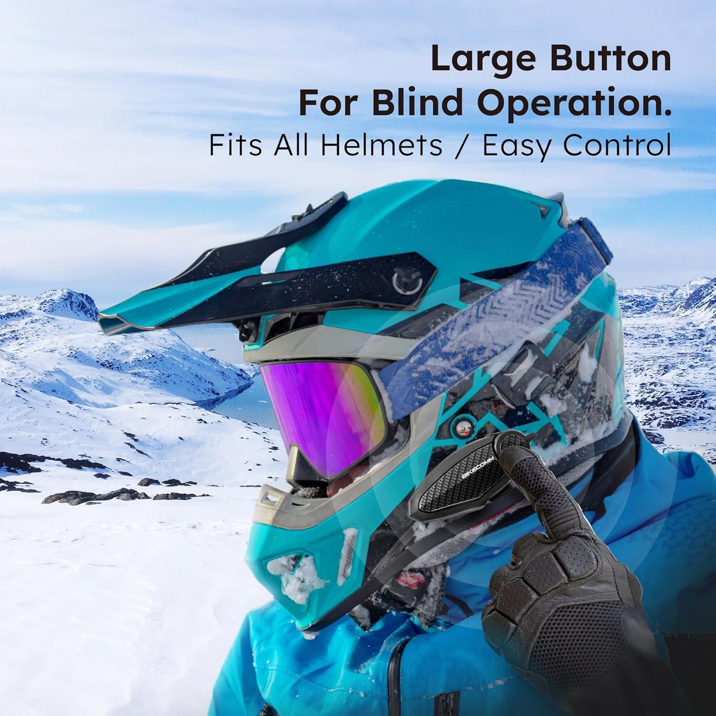 BK-S2 Motorcycle Bluetooth Intercom Headset - Helmet Communication System, Waterproof Speaker, Voice Comm Earbuds, Helmet Headphone, Noise Cancellation (Single Black)