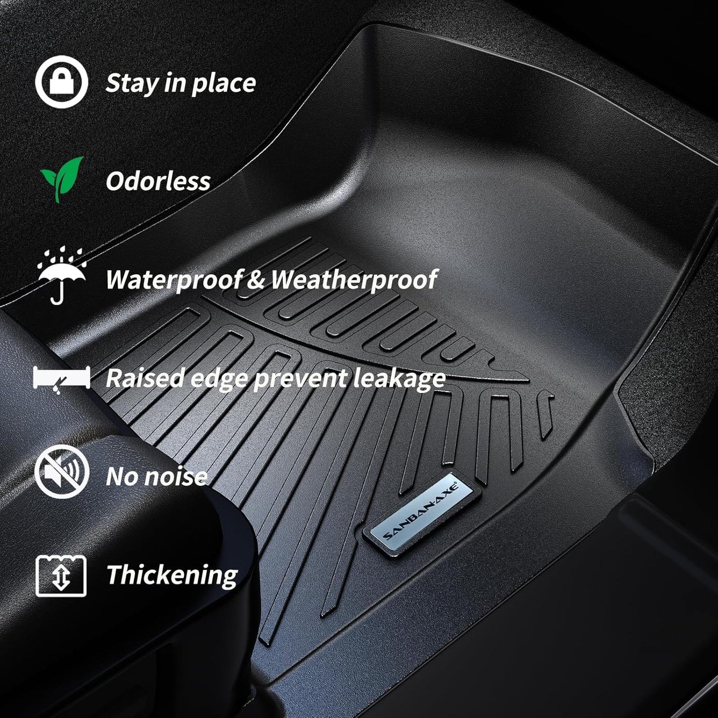 Floor Mats for 2024 2025 KIA K4,TPE All Weather Protection Car Floor Liners-Black