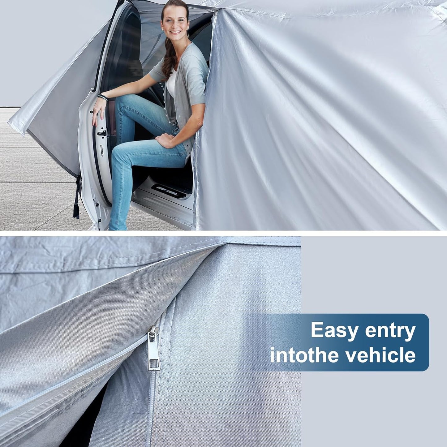 AUQDD 6-Layers Premium SUV Car Cover Waterproof All Weather Weatherproof UV Sun Protection Snow Dust Storm Resistant Outdoor Exterior Custom Form-Fit Full Padded Car Cover with Straps 188"-200" K8