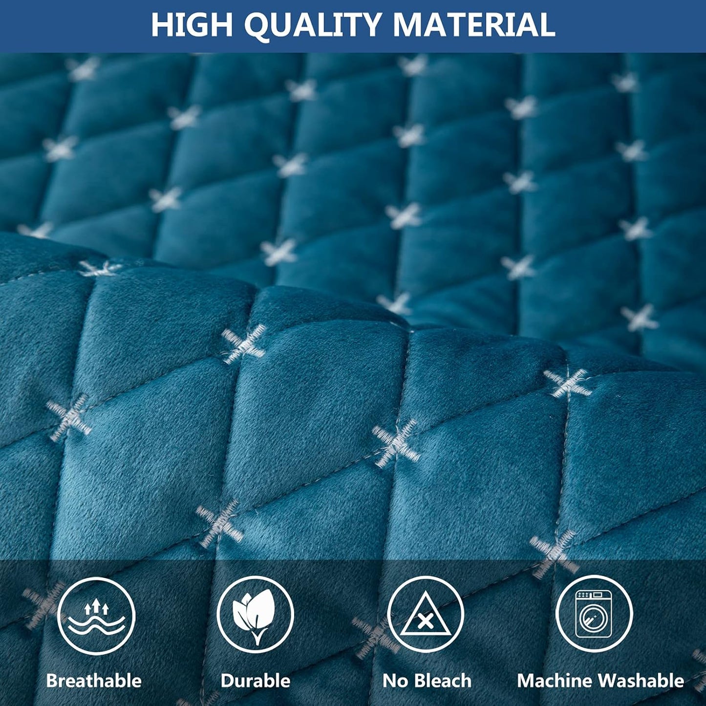 Eismodra Couch Cover,Sectional Couch Covers,Sofa Covers for 3 Cushion Couch,Anti-Slip Sofa Slipcovers for Dogs Cats Kids Loveseat Recliner L Shaped Armrest Backrest,Blue 36''x70''(Only 1 Piece)