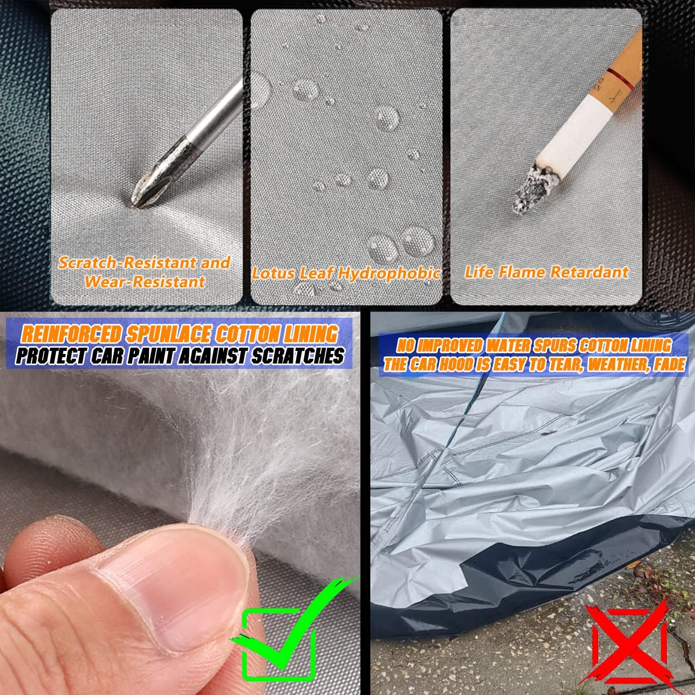 Breathable New Material, Waterproof Car Cover, Locks and Zipper Doors, Sunscreen Waterproof UV Prevention Snowproof Wind and Windproof,Suitable for Indoor Outdoor,for Sedan (Up to 181") C1