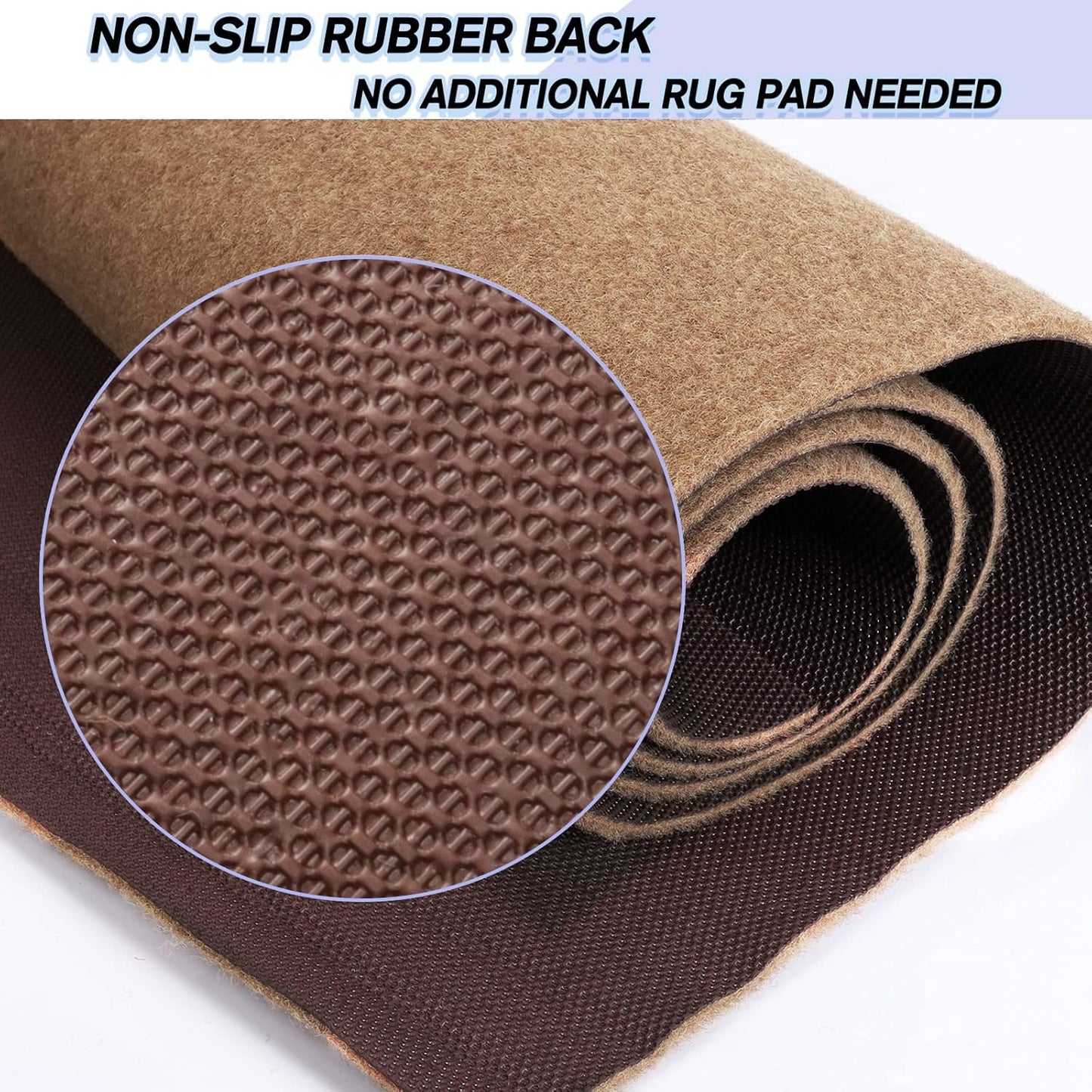 Custom Size Backed Non-Slip Area Rugs Runner, Easy Clean, Waterproof Runner Rugs for Hallway Entryway, Kitchen, Laundry, 2FT x 61FT, Beige