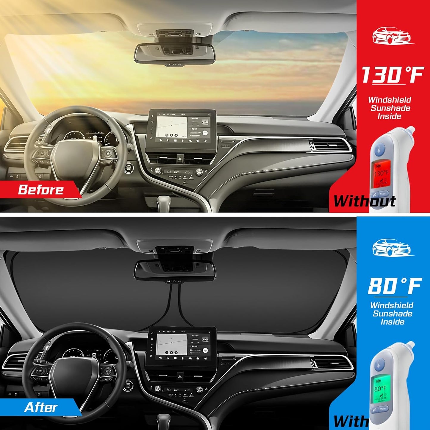 ARISMOTOR Windshield Sun Shade for Mazda 6 2014-2021, Custom Fit Foldable Front Window Sunshade Sun Visor Protector, Block UV Rays Keep Your Car Cooler