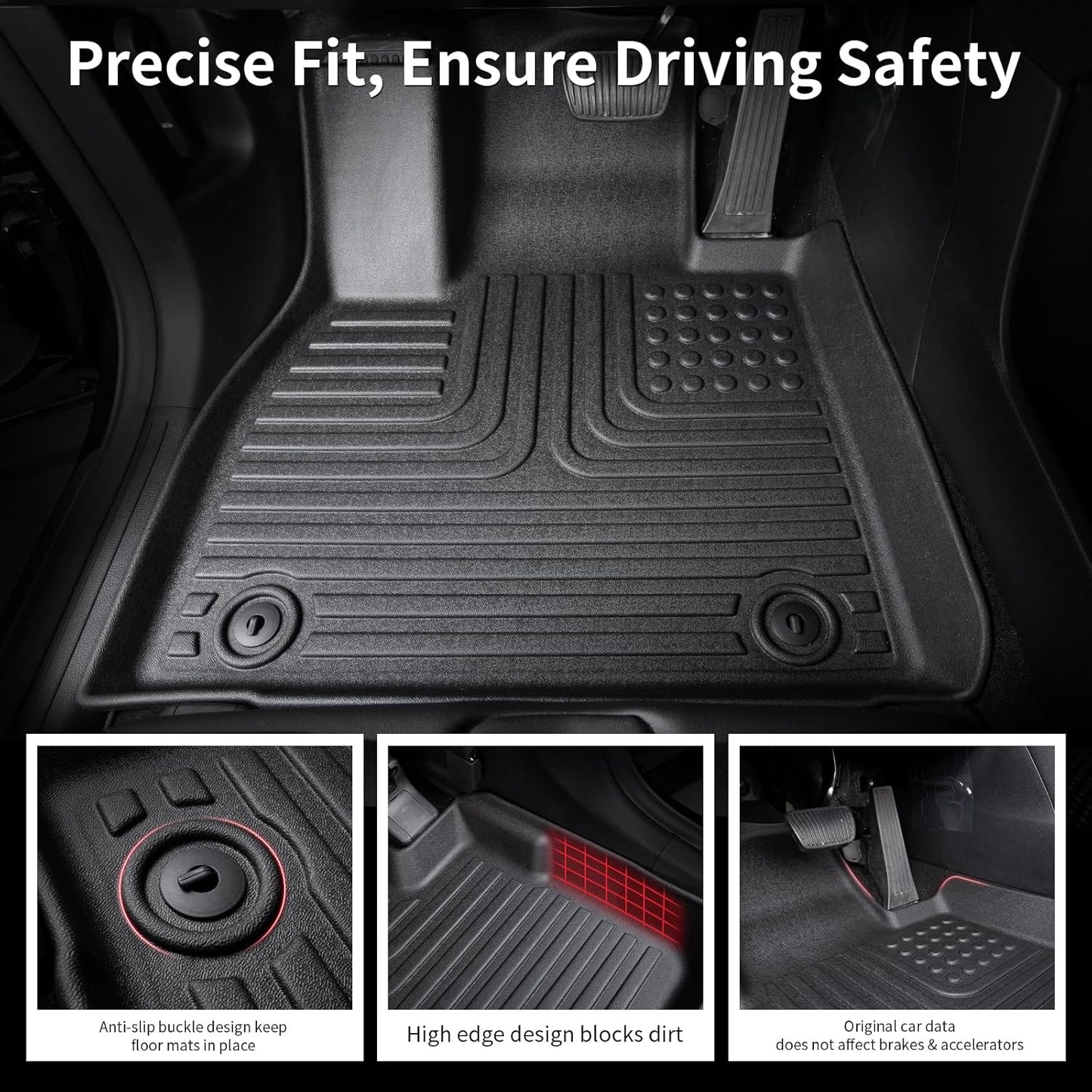 Wayhigh-All Weather Floor Mats and Cargo Mat Set Fit for Lincoln Corsair 2020-2024 2025(Non Plug-in Hybrid) TPE Car Mats Waterproof Heavy Duty Rubber Floor Liners Corsair Accessories