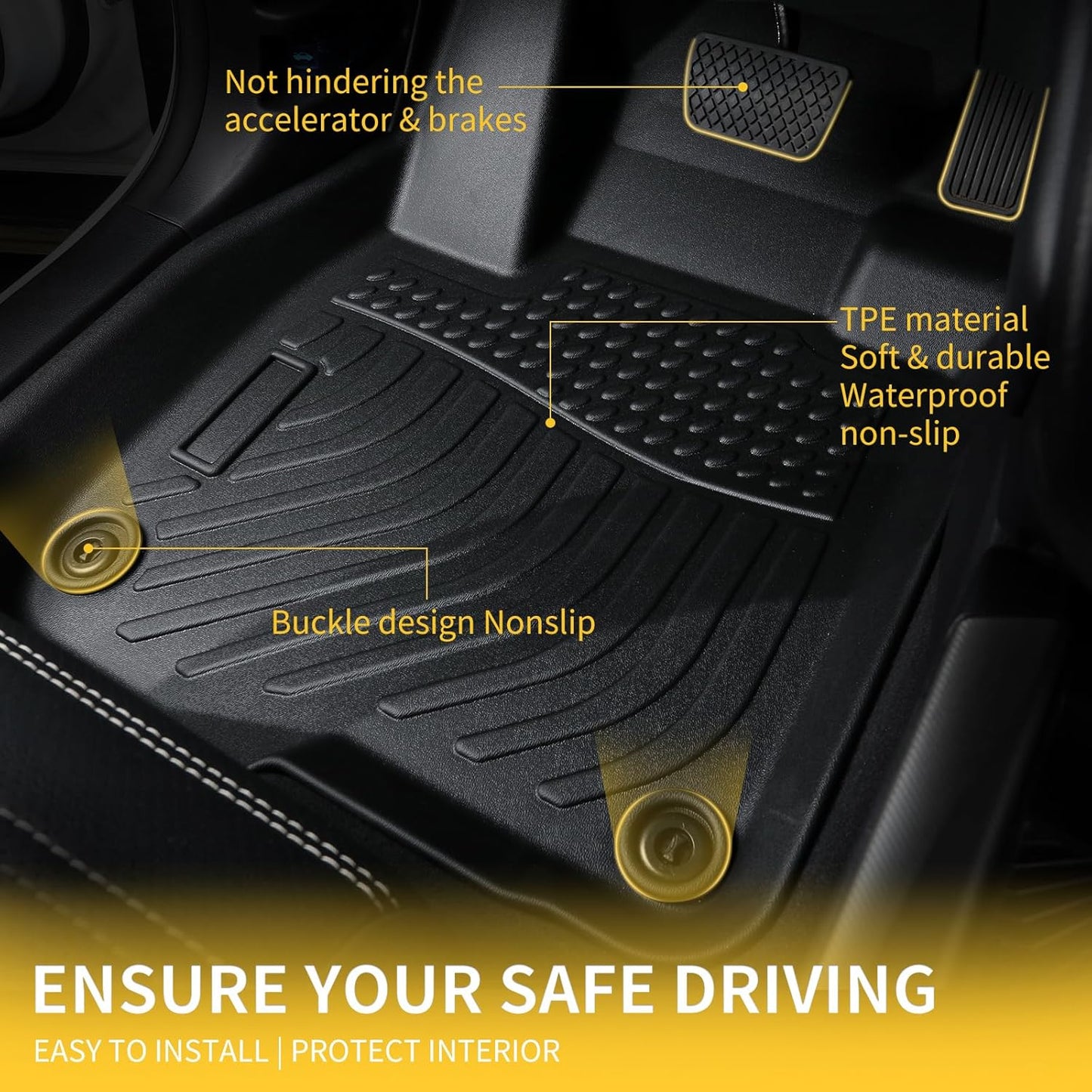 GINOWY-Floor Mats & Cargo Liner for Nissan Kicks 2018-2024, TPE All Weather 2024 Kicks Car Floor Mats, Non-Slip Trunk Mat Kicks Floor Liners Accessories Black