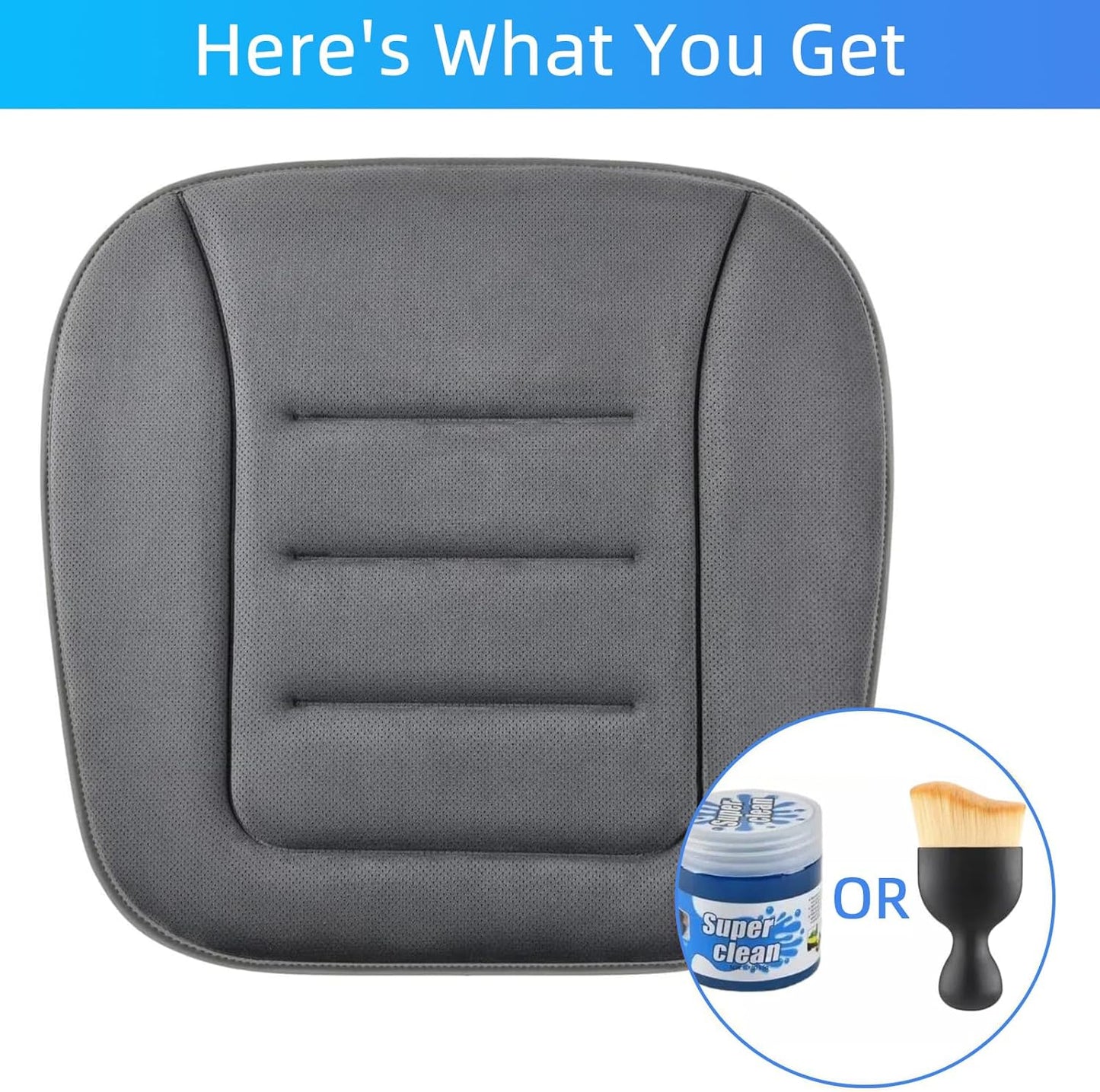 KAYI Car Seat Cushion, Memory Foam Car Seat Cushion, Anti Slip Rubber Bottom Car Seat Cushions for Driving, Suitable for Car and Office Chairs (2 Pack, Grey)