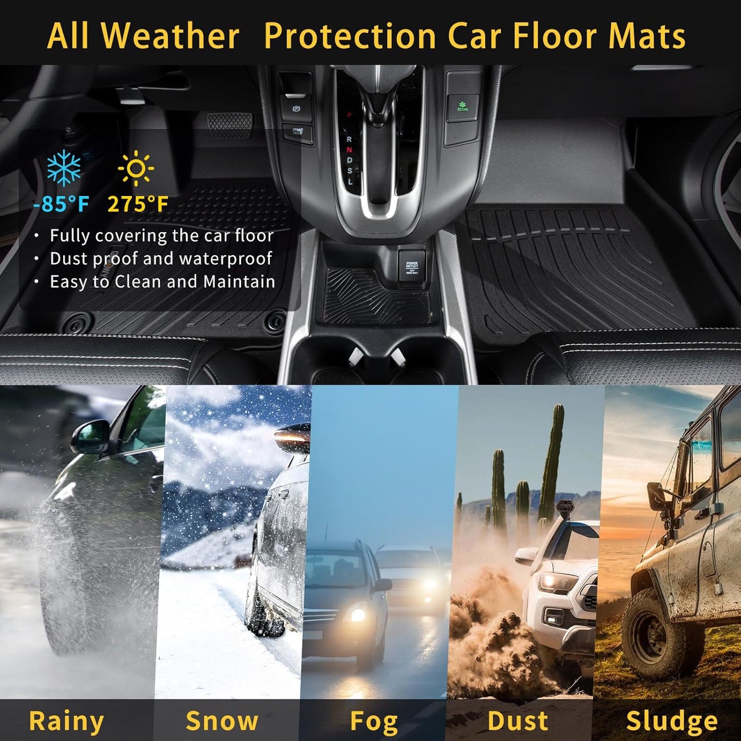 GINOWY-Floor Mats & Cargo Liner for Kia K4 2025, TPE All Weather Car Mats Custom for Kia K4 Floor Liners Cargo Trunk Mat Accessories Black