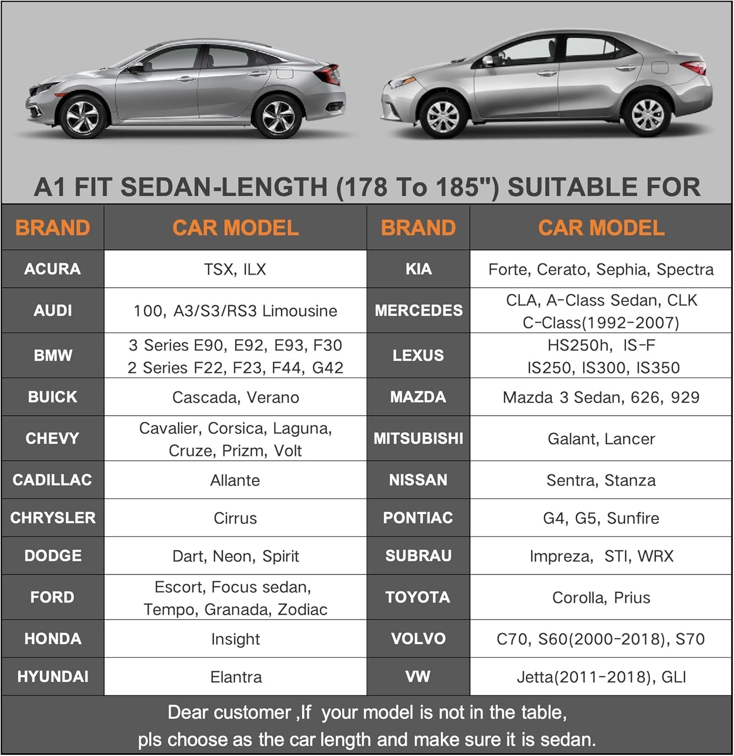 Kayme 7 Layers Heavy Duty Car Cover Waterproof All Weather, Outdoor Full Exterior Cover Fit for Toyota Corolla, Nissan Sentra, Honda Civic, Mazda 3, Audi A3, Kia Forte, Etc. (Fit Sedan 178-185 in)