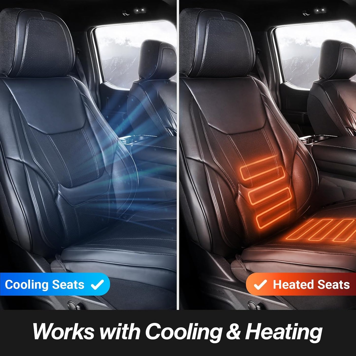 Coverland Custom Car Seat Covers Compatible with F150, F250, F350 Super Duty - Premium Leather Non-Slip Memory Foam Waterproof Custom Interior Protector Full Set-Black [See Size Chart-Size X109]