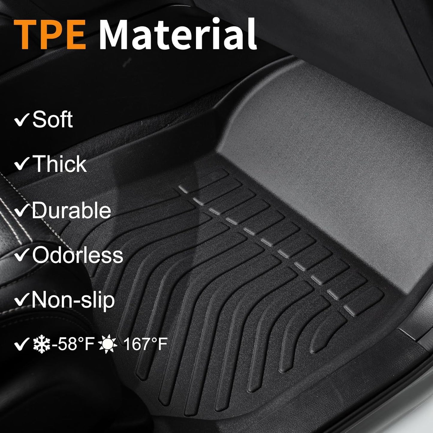 Binmotor-All Weather Floor Mats for Kia Forte 2024 2023 2022-2019, GT丨GT-line丨LX丨 LXS Waterproof Car Mats Rubber Floor Liners for Kia Forte Accessories