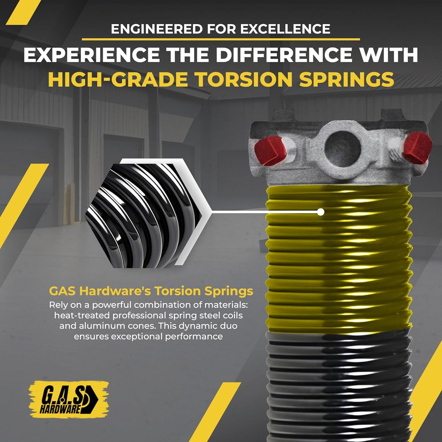 Garage Door Torsion Spring 250x2x32 Torsion Springs for Garage Door Repair Right Hand Wound Replacement for Left Side of Garage Door with 1" Steel Bearing, Gloves, Manual and Winding Bars (Red Cone)