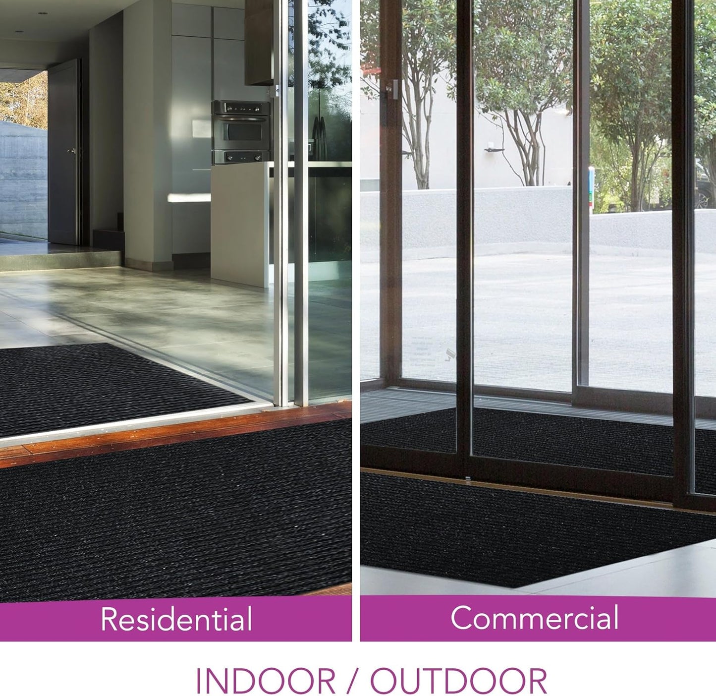 iCustomRug Spartan Weather Warrior Duty Indoor/Outdoor Utility Ribbed in 3ft,4ft,6ft Widths 70 Custom Sizes with Natural Non-Slip Rubber Backing 4'X30' in Black