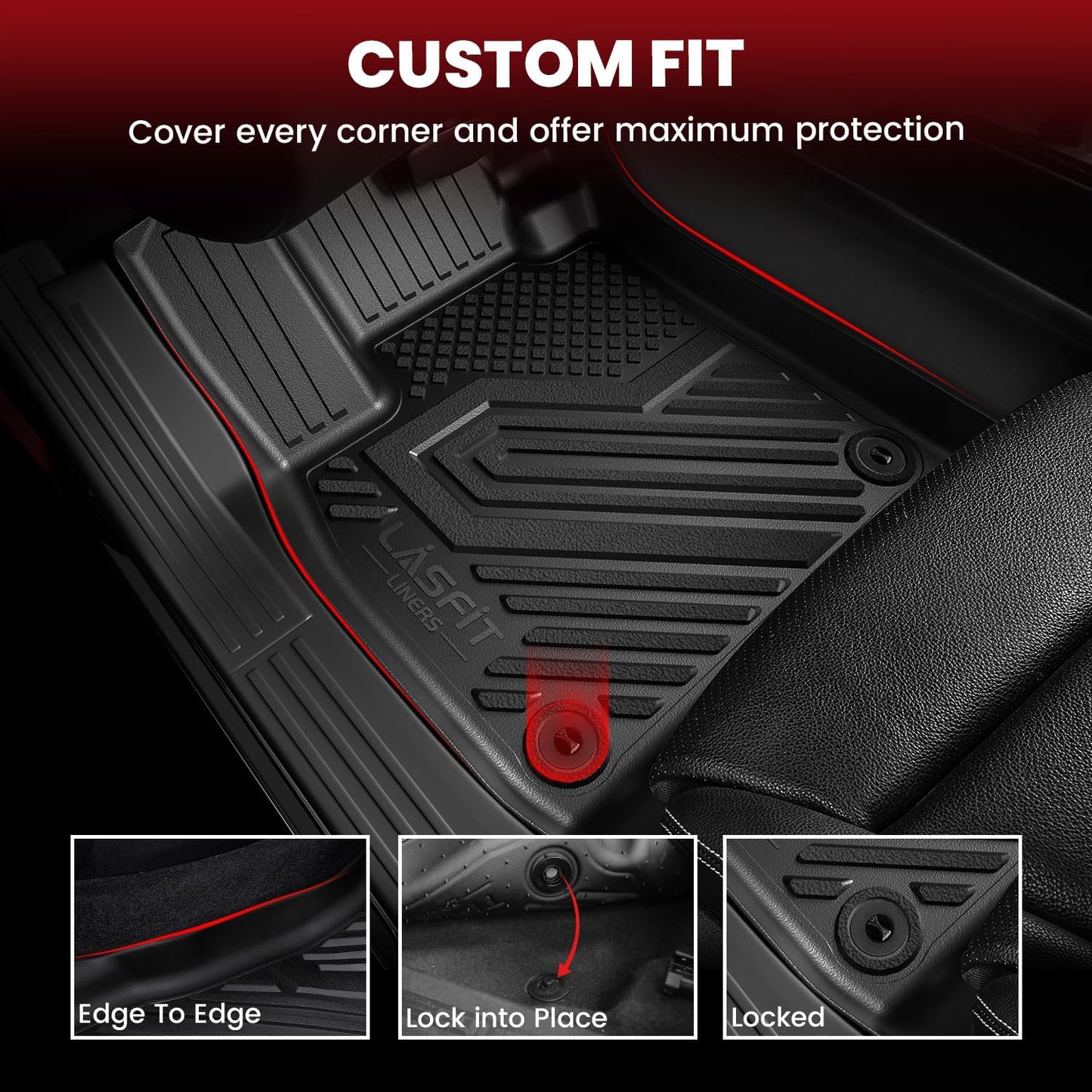 LASFIT Floor Mats 2021-2025 & Only 8 Seats (Not for 7/9 Seats) for Chevrolet Chevy Suburban/GMC Yukon XL (Only Yukon XL, Not Fit Yukon)/Cadillac Escalade ESV (Only Escalade ESV, Not Fit Escalade)