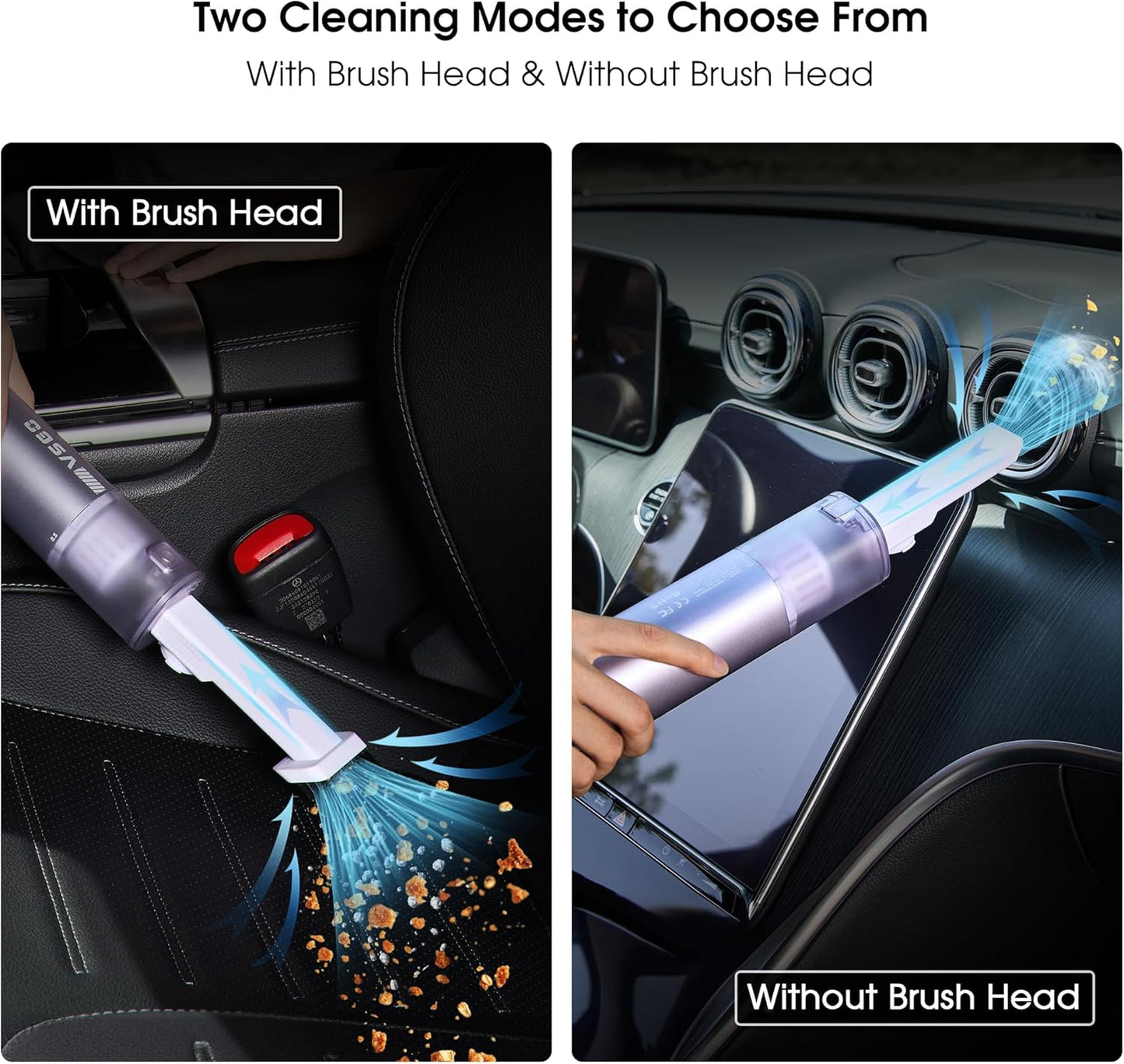 VSGO Cordless Car Vacuum, Compressed Electric Air Duster 17000Pa Suction, 5-in-1 Portable Mini Small Handheld Vacuum, UP to 90 Mins Runtime for Car, Desk, Computer, Keyboard, Home Cleaning (Purple)