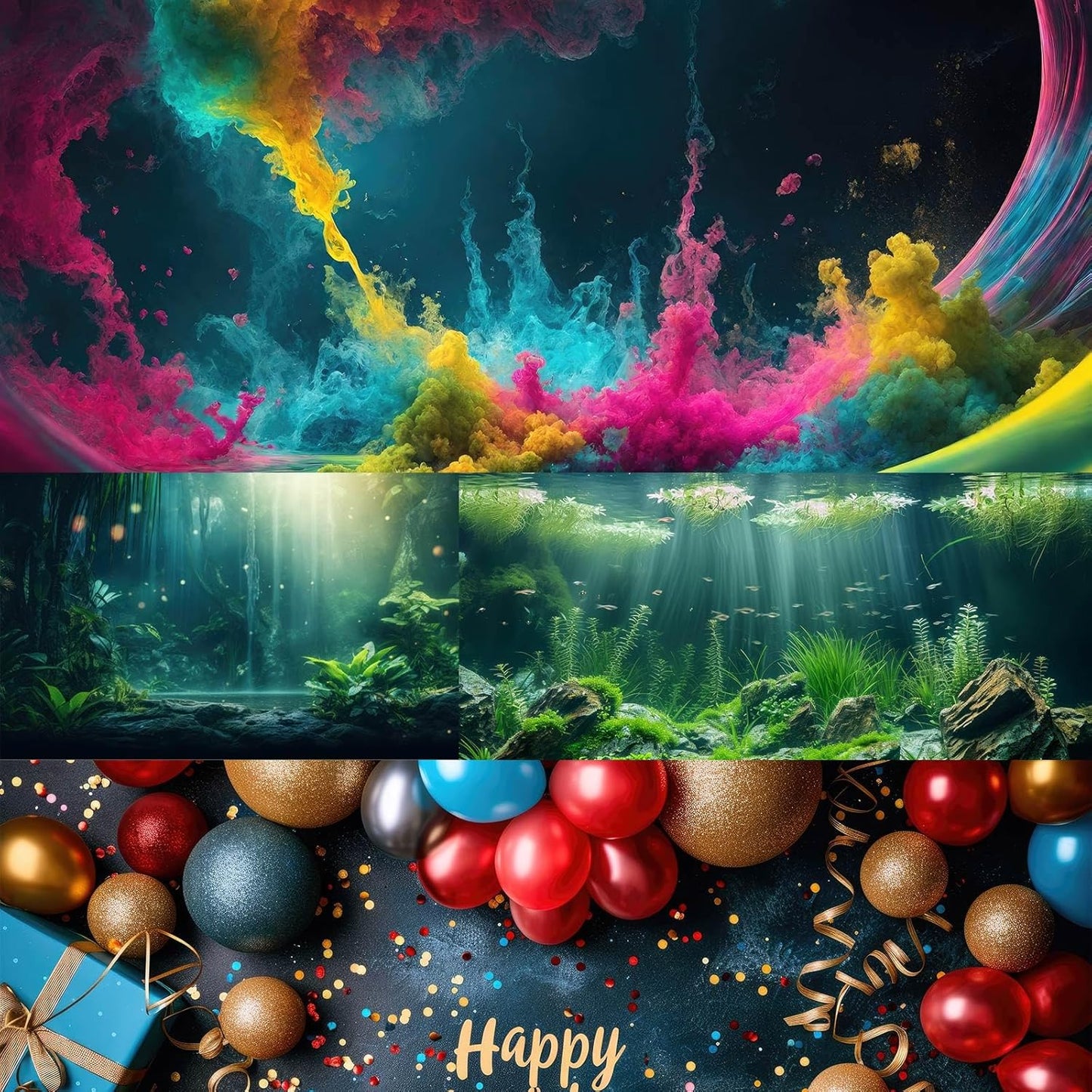 Forest Aquarium Background Fantastic Cartoon Forest Landscape with Mushrooms and Flowers Terrarium Background Fantasy Pine Tree Mysterious Mushroom Theme Fish Tank Backdrop Poster Decor 48x24in