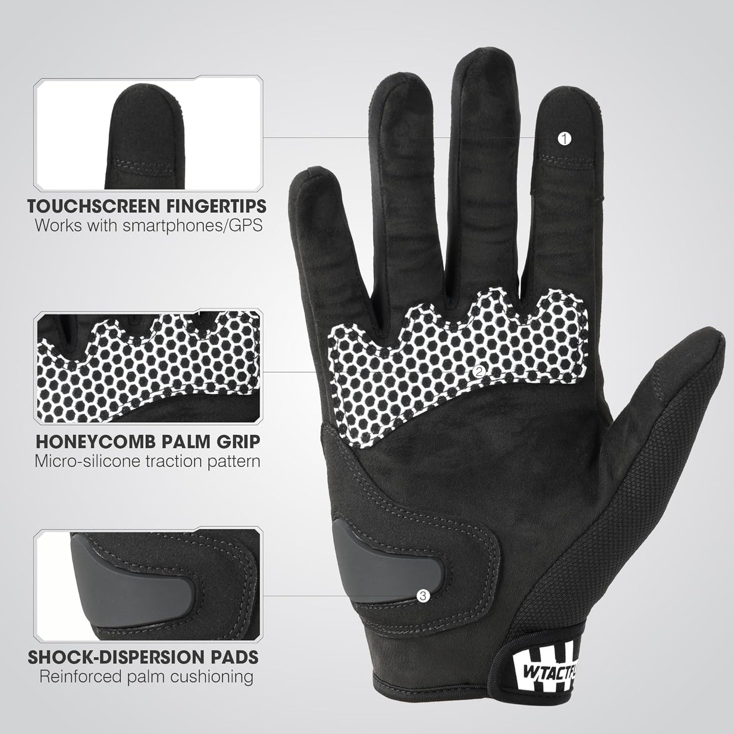 WTACTFUL Lightweight Motorcycle Gloves for Men, Touchscreen Summer Breathable Gloves for Motocross Casual Riding