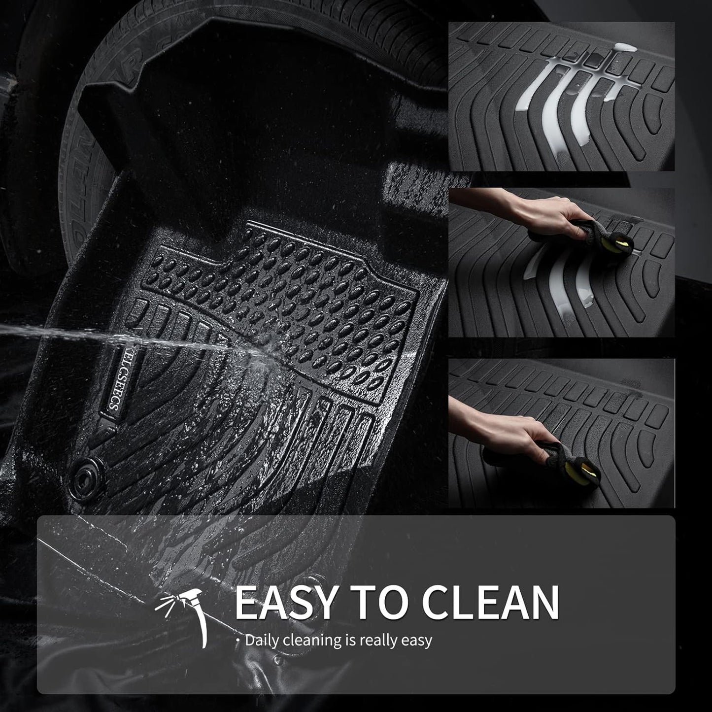 KELCSEECS® Floor Mats Custom for Hyundai Elantra Hybrid 2025 2024 2023 2022 2021 All Weather Protection TPE Heavy Duty Non-Slip Automotive Floor Liners Fits Front & 2nd Row full set Accessories, Black