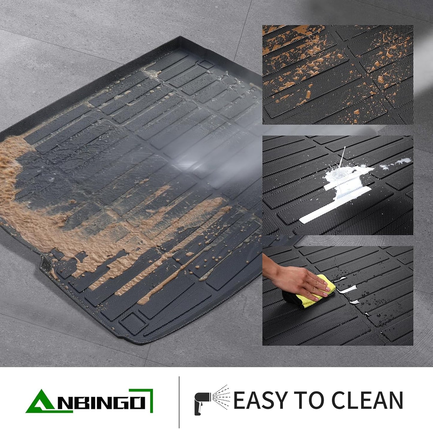 ANBINGO-Floor Mats & Cargo Liner Custom for Volkswagen Tiguan 2024-2018 5 Seats,All Weather Protection Anti-Slip TPE Tiguan Car Liners Full Set VW Tiguan Accessories Black