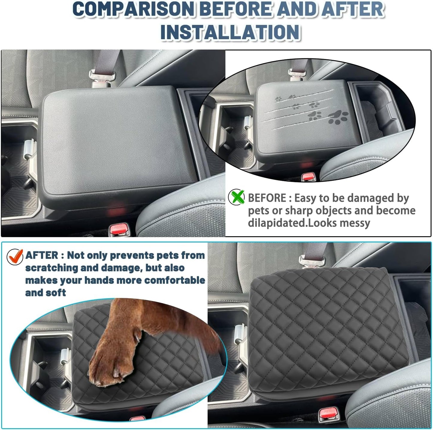 Ruiya 2024 2025 Tacoma Armrest Cover for Toyota Tacoma 2024 Accessories,Soft & Comfy Center Console Cover 2024 Tacoma Armrest Cover Compatible with 2024 Toyota Tacoma SR/SR5/Limited/TRD Sport/TRD Pro