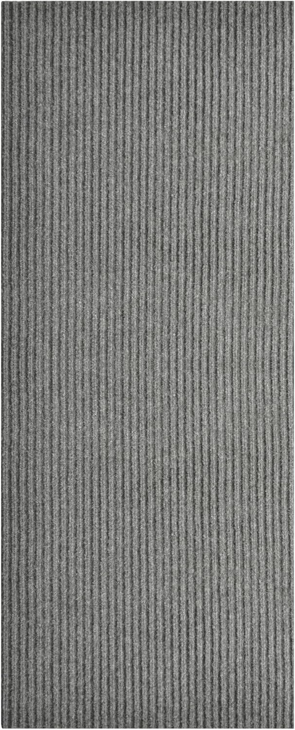 iCustomRug Spartan Weather Warrior Indoor/Outdoor Utility Ribbed Carpet Runner with Non-Slip Thermoplastic Rubber Backing, 3ft X 6ft in Grey
