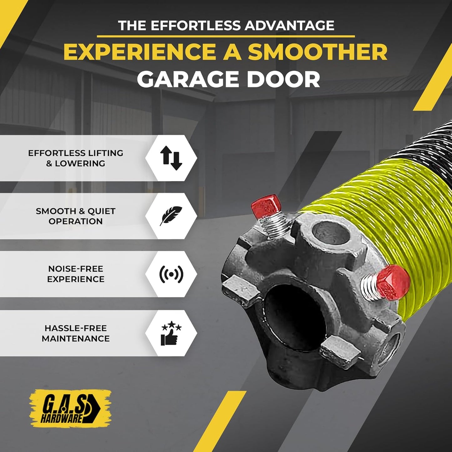 Garage Door Torsion Spring 207x1.75x26 Includes 1” Steel Bearing, Non-Slip Gloves, and Winding Bars for Left Side of Garage Door Precision E-Coating 5-Year Warranty Min. 30,000 Cycles (Red Cone)