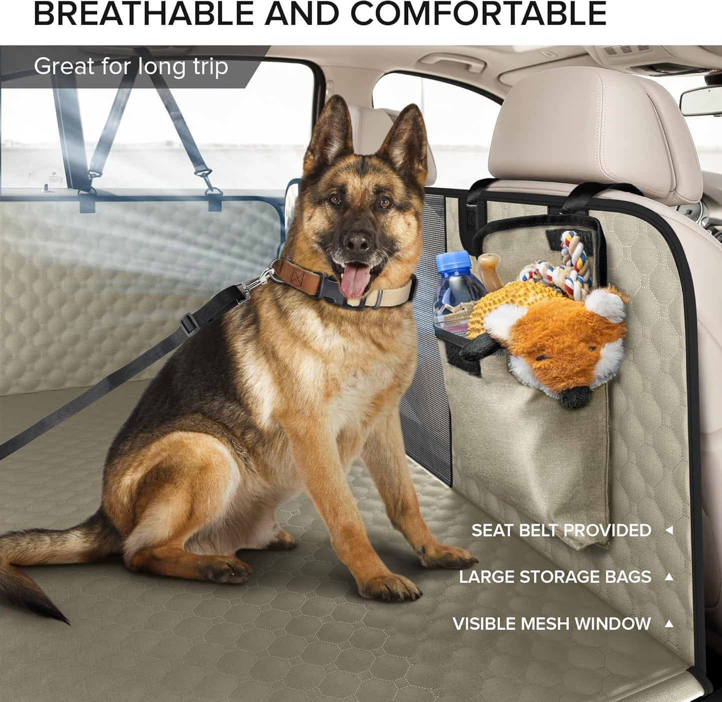 SHARLOVY XL Truck Back Seat Extender for Dogs, Large Hard Bottom Dog Car Seat Cover for Back Seat, Heavy Duty Dog Car Hammock, Waterproof Pet Seat Covers for Trucks, F150, Ram1500 and Large SUV