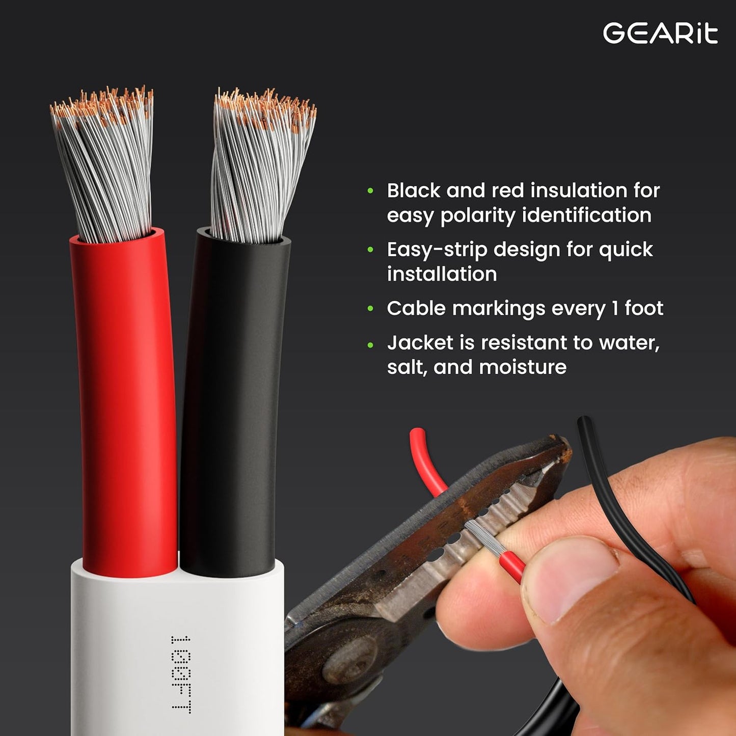 GEARit Speaker Wire 14 Gauge (200ft), Red/Black Speaker Cable 14AWG, Duplex 2-Conductor, Speaker Wires for Boat, RV, Camper, Trailer, Automotive, in-Wall and Outdoor Use