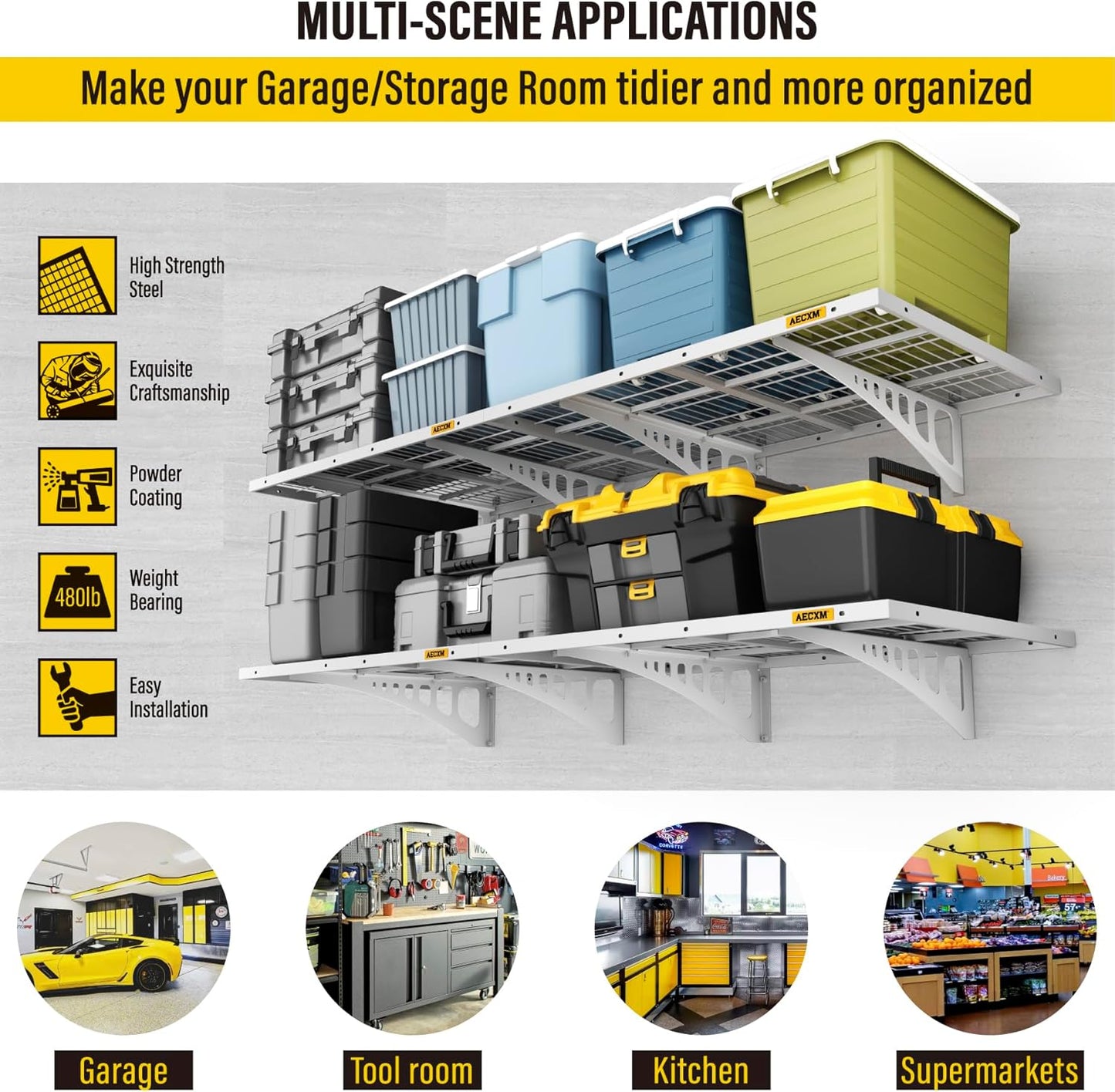 2x3ft 4Pack Wire Shelving Unit Heavy Duty Garage Storage Shelves Wall Mounted White 1120lbs Load Capacity（24-inch-by-36-inch）