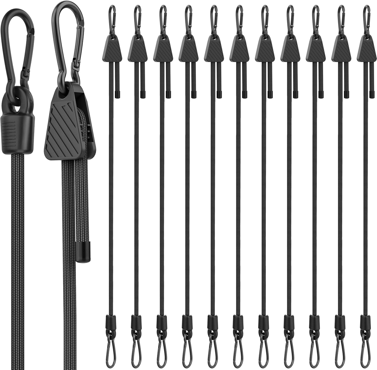 Bungee Cords with Hooks, 48 Inch Adjustable Elastic Bungee Cords with Carabiner Hooks, Easy to Adjust Bungee Rope UV Resistant for Truck Bed, SUV Trunk, Car, Bike Rack, Trash Can, Moving, Plants
