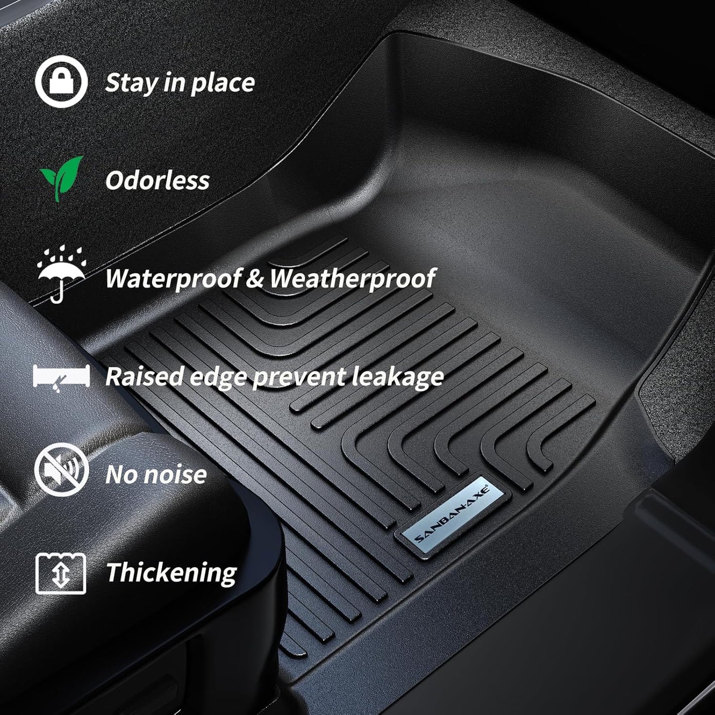 Floor Mats & Trunk Mat for Chevrolet Tahoe 2021-2024 2025-2nd Row Bucket Seat(7 Seats Version) &GMC Yukon（Not Fit XL,TPE All Weather Protection Car Floor Liners for Chevy Tahoe