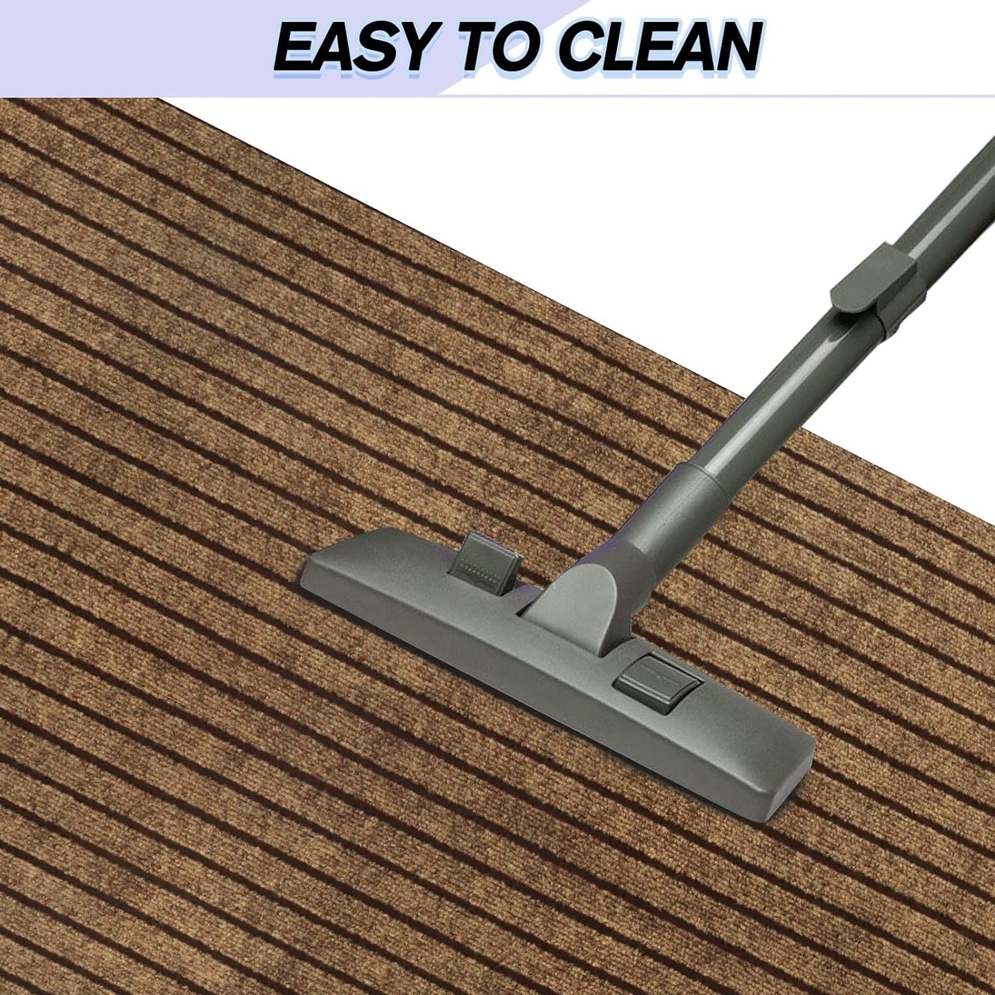 Custom Size Backed Non-Slip Area Rugs Runner, Easy Clean, Waterproof Runner Rugs for Hallway Entryway, Kitchen, Laundry, 3FT x 31FT, Brown Stripe