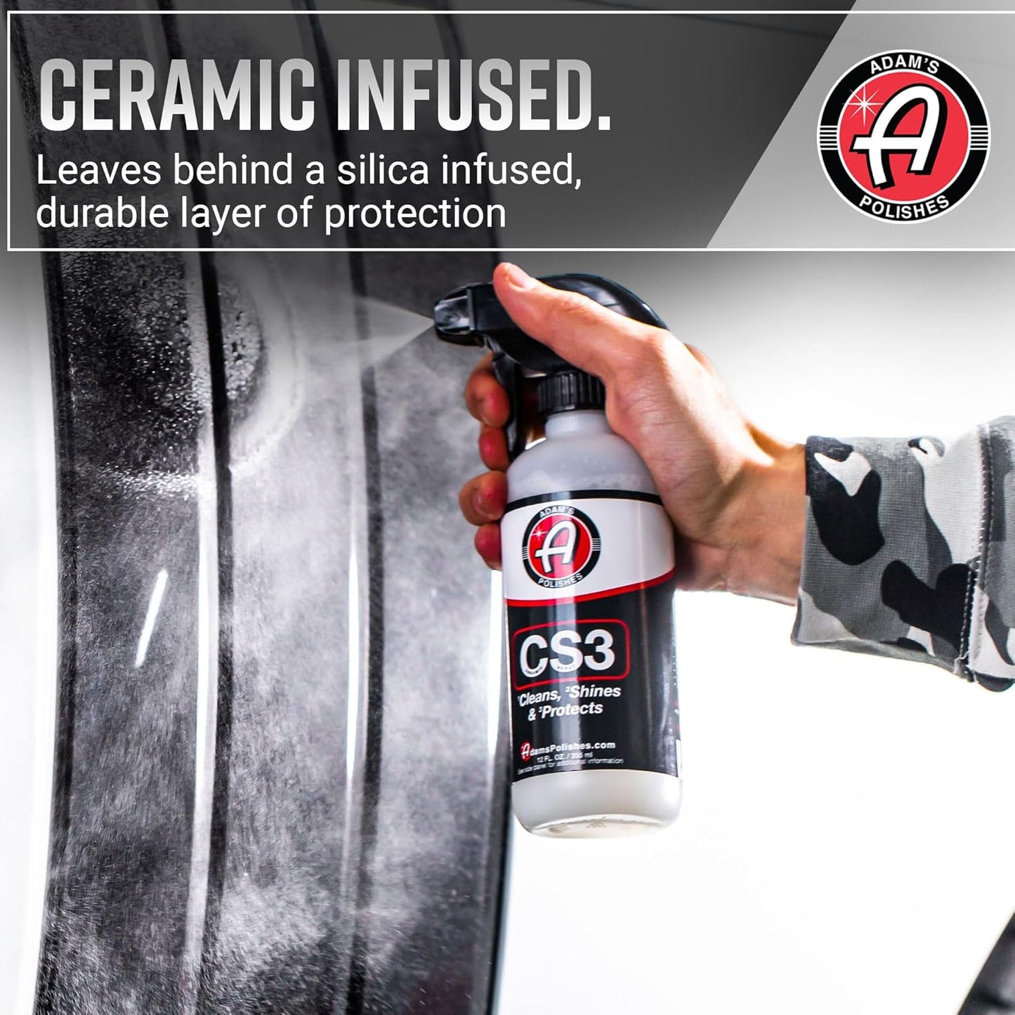 Adam's Polishes CS3 (16oz) - Ceramic Spray Coating That Cleans, Shines & ProtectsTop Coat Car Wash Polish & Paint Protectant Stronger Than Car Wax | RV Boat Motorcycle Car Detailing Waterless Wash