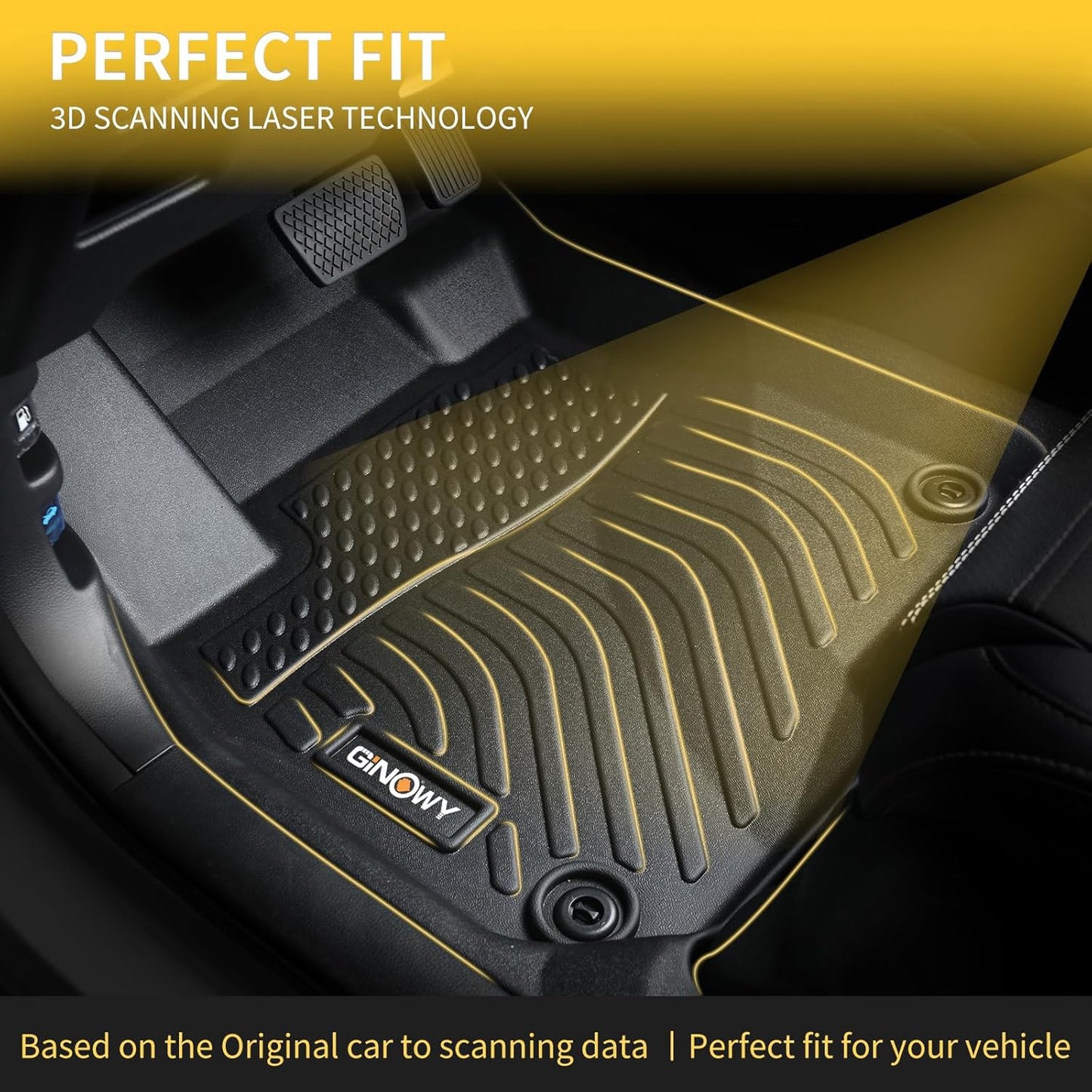 GINOWY- Floor Mats & Cargo Liner for Acura RDX 2016-2018, TPE All Weather Protection Car Mats RDX 2017, Custom for RDX Floor Liners Full Set, Anti-Slip Automotive Trunk Mat Accessories-Black