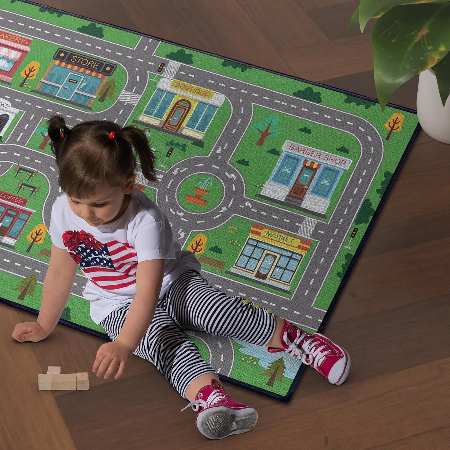Play Rug for Playroom 3x4 Car Mat Town City Road Map for Boys Bedroom Fun Car Play Area Carpet Non-Slip Washable