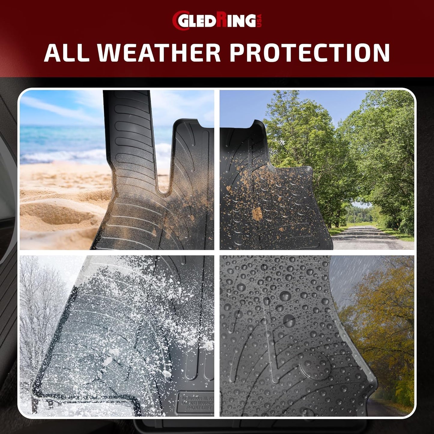Gledring USA Custom Fit All-Weather Rubber Floor Mats Intended for Mini Cooper Hatch F56 (3 Door) 2015-2022, No Trimming Required, Tailored Custom Fit, Protects from Rain, Mud, and Snow.