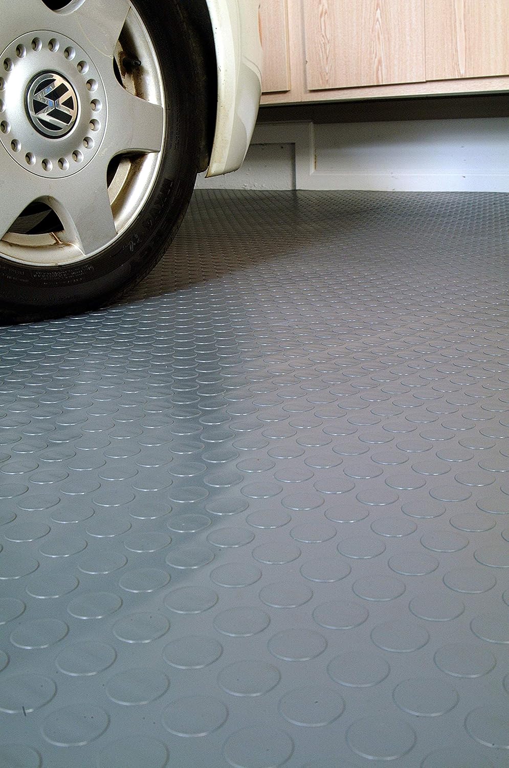 G-Floor Seamless Sheet Vinyl Shed Flooring Cover with Bonded Fibrous Backing - Coin Pattern (8' x 10', Slate Grey)
