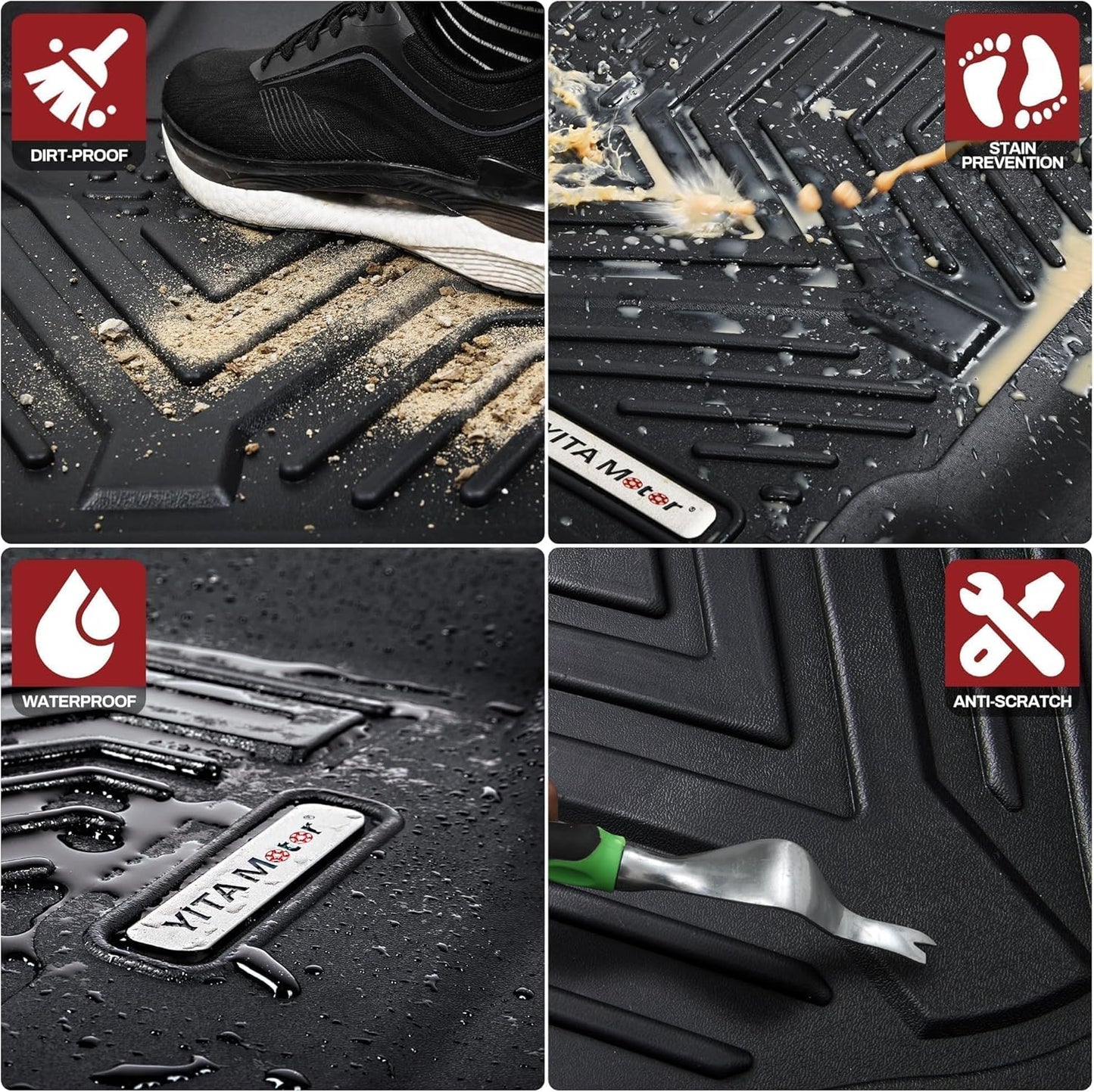 YITAMOTOR Floor Mats Compatible with Toyota 4Runner 2013-2024 & 2014-2023 Lexus GX460, Custom Fit Floor Liners 1st & 2nd Row All Weather Rubber Automotive Mats, Black