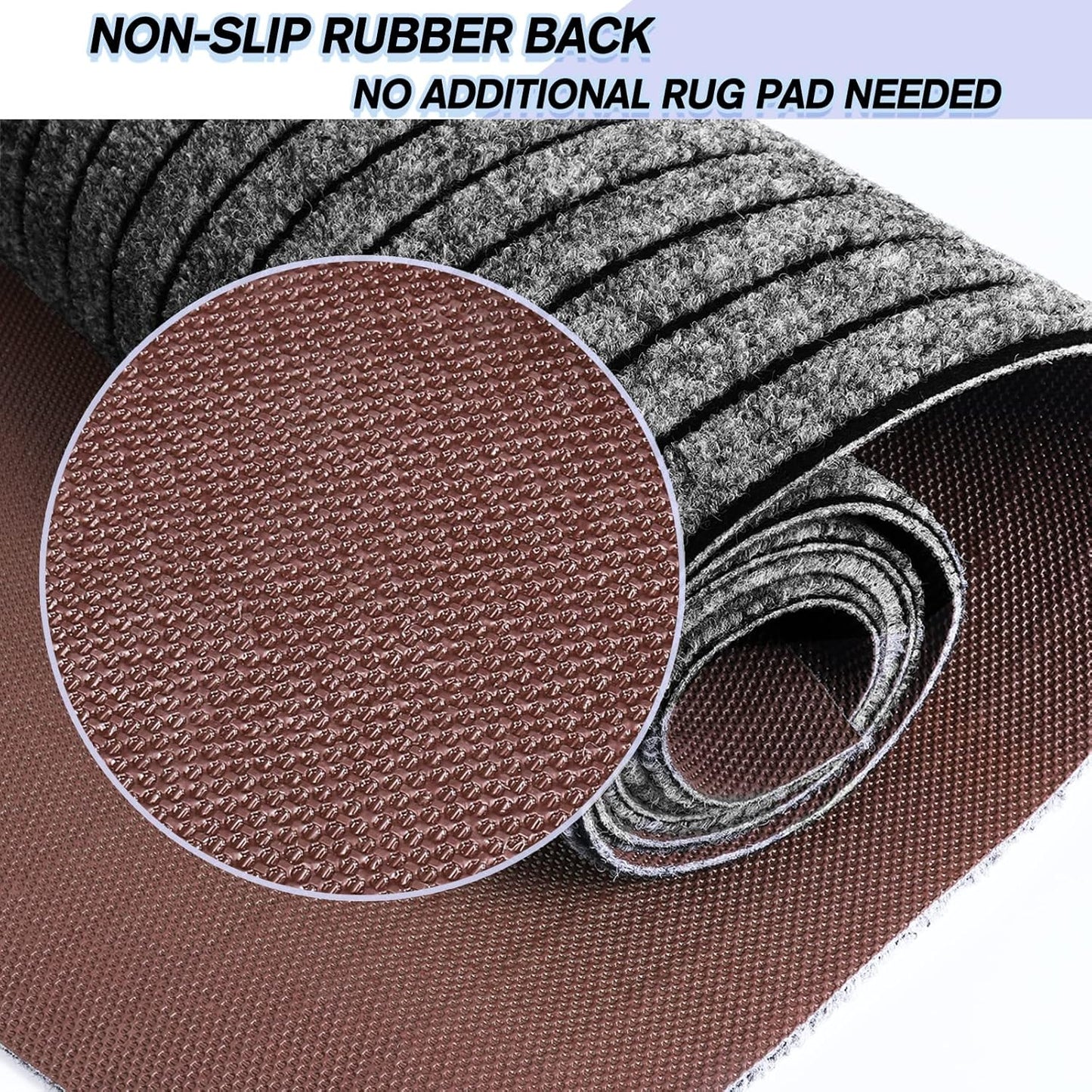 Custom Size Backed Non-Slip Area Rugs Runner, Easy Clean, Waterproof Runner Rugs for Hallway Entryway, Kitchen, Laundry, 4FT x 5FT, Gray Stripe