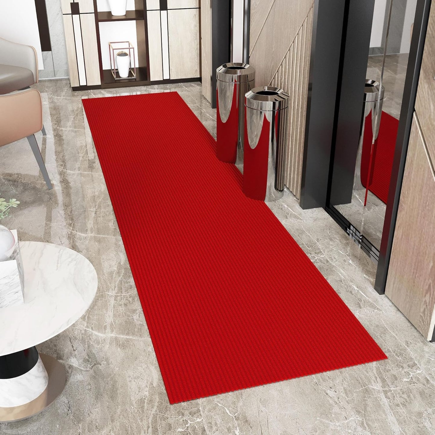 Ottomanson 2' x 21' Hallway Runner with Scraper Pile - Extra Durable Non-Slip Rug Mat for Indoor & Outdoor Use - Ideal for Kitchen, Entryway, Patio & Garage - High-Traffic Carpet, Red