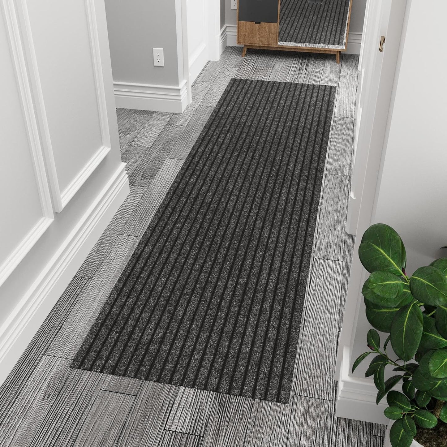 Ottomanson 2'7" x 8' Hallway Runner with Scraper Pile - Extra Durable Non-Slip Rug Mat for Indoor & Outdoor Use - Ideal for Kitchen, Entryway & Garage - High-Traffic Carpet, Black